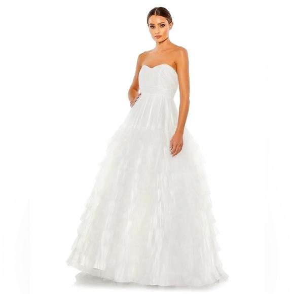 Mac Duggal 67999 NWT BUSTIER TULLE TIERED BALLGOWN - Picture 1 of 13